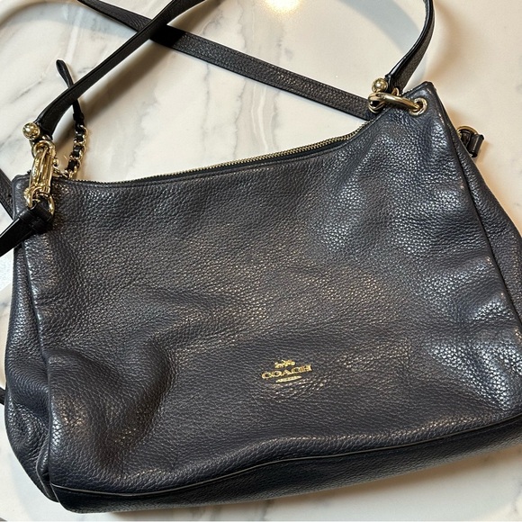 Authentic Coach MIA Shoulder Bag - Navy Blue | F28966 | Refined Pebble Leather - Picture 2 of 16